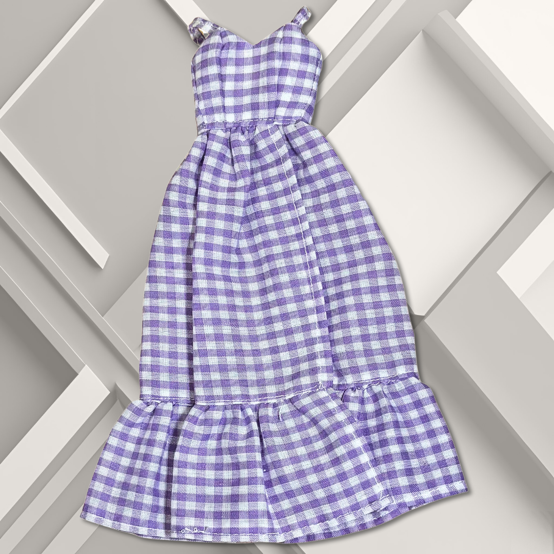 Lilac Gingham Maxi Sun Dress for 11.5” Fashion Dolls