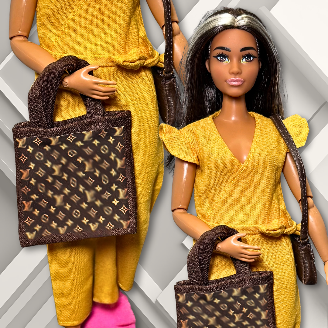 Mustard Capri Bodysuit with Bag and Tote for Curvy 11.5" Fashion Doll