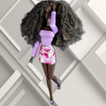 Cropped Purple Cold- Shoulder Top with Mini Skirt for 12" Fashion Dolls