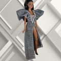 Shimmering Silver Gown with Hand- Beaded Pearls for 11.5" Fashion Dolls