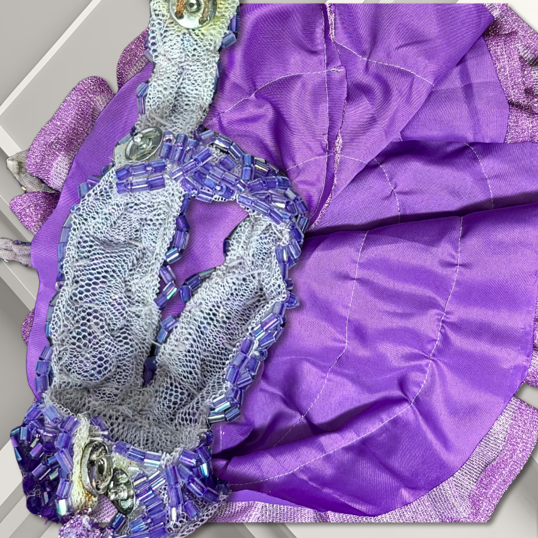 Hand Beaded Purple Halter Gown with Shimmering Ruffles for 12” Supermodel Fashion Dolls