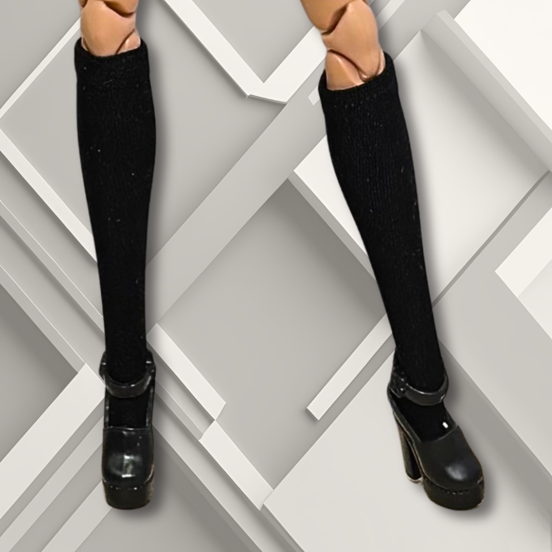 Handmade Long Sleeve Sweater Outfit with Skirt and Long Socks for 11.5” Fashion Doll