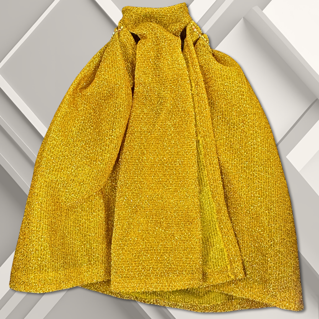 Yellow Gown with Hand- Beaded Cape for 11.5" Fashion Dolls