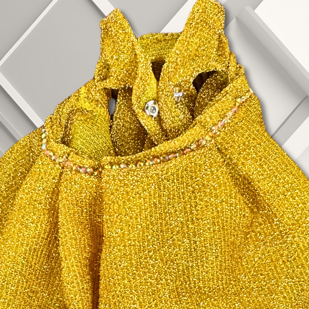 Yellow Gown with Hand- Beaded Cape for 11.5" Fashion Dolls