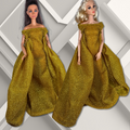 Yellow Gown with Hand- Beaded Cape for 11.5" Fashion Dolls