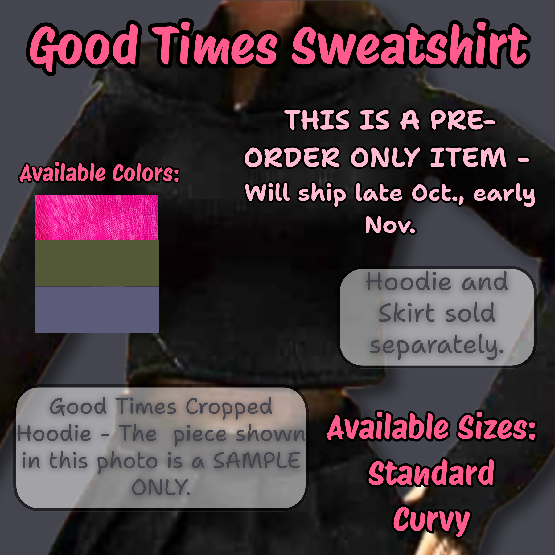 PRE- ORDER - Good Times Sweatshirt and Good Times Pleated Skirt - Will ship late October/ early November