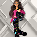 Casual Long Sleeve Off the Shoulder Top with Wide Leg Pants Featuring Luxury Print for Standard 11.5" Fashion Dolls